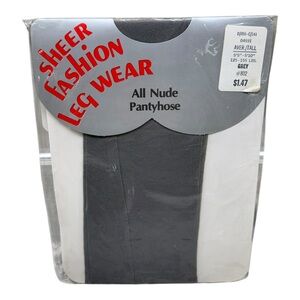 Vintage Sheer Fashion Leg Wear All Nude Pantyhose Average Tall Grey 100% Nylon
